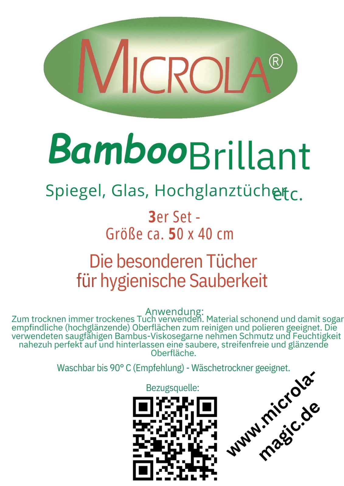 Microla Bamboo Brillant Fenster , Hochglanz , Trockentücher
