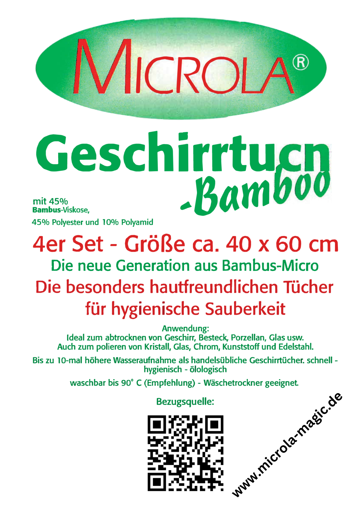 Geschirrtuch Bamboo für Tassen , Teller usw...
