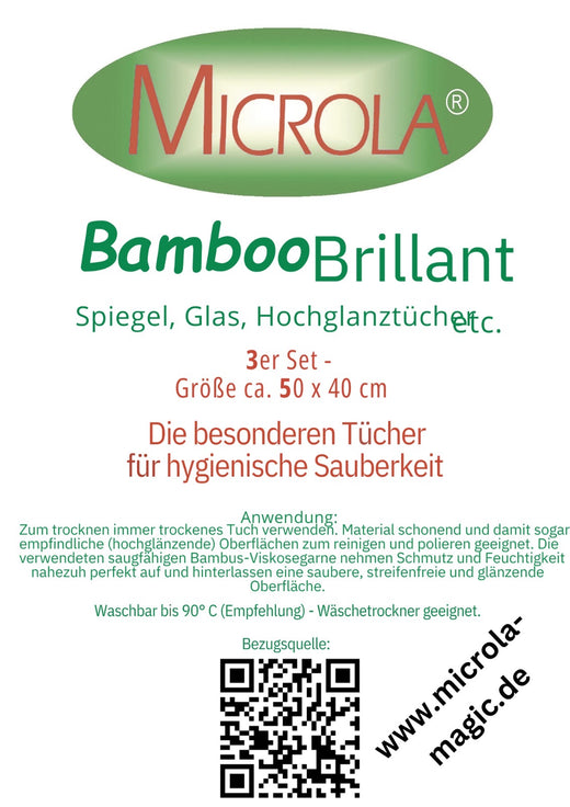 Bambus Brillant Trockentuch 3er-Set – Streifenfreier Hochglanz